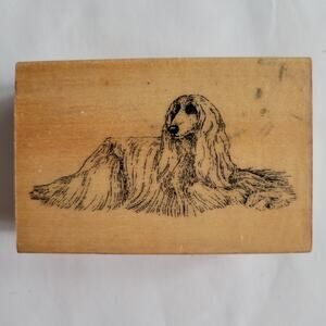 Vintage 2000 Rubber Stamp Afghan Hound Dog Mounted Realistic